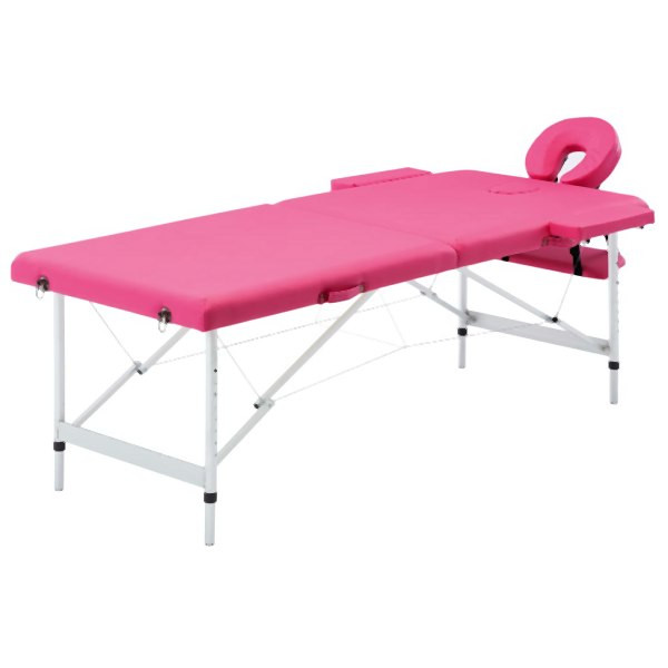 vidaXL Massageliege Klappbar 2-Zonen mit Aluminiumgestell Rosa, 110194