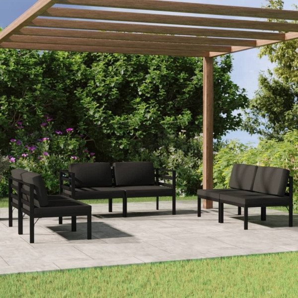 vidaXL 6-tlg. Garten-Lounge-Set mit Kissen Aluminium Anthrazit, 3107802