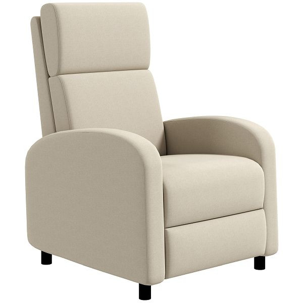HOMCOM Relaxsessel, Fernsehsessel mit Liegefunktion, gepolstert, mit verstellbarer Rückenlehne, Fußteil, Cremeweiß, 839-811V00CW