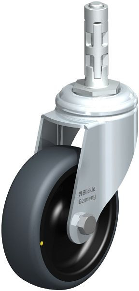 Blickle LKRA-TPA 101G-11-ELS-E11 Apparate-Lenkrolle mit Rückenloch, Thermoplastisches Gummi-Elastomer, Grau, 750699