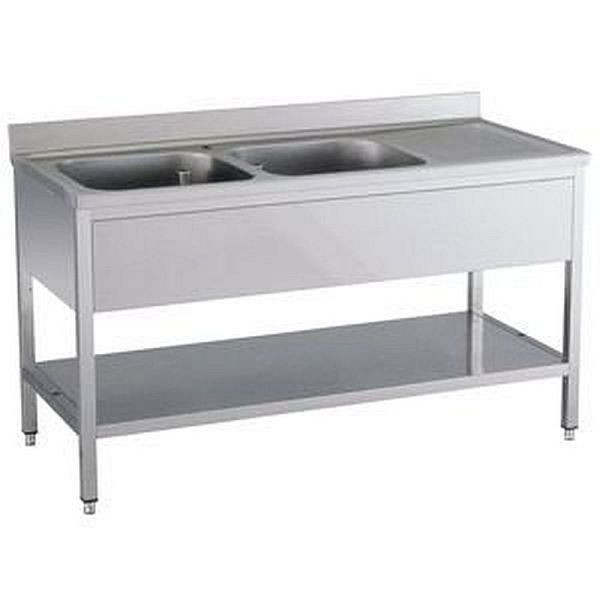 KBS Spültisch 2 Becken links mit Aufkantung, 160x60x90cm, 91612103