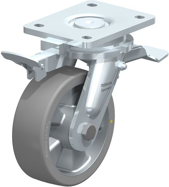 Blickle LO-ALTH 150K-ST-AS-RI4 Stahlgeschweißte Schwerlast-Lenkrolle mit Feststeller, Blickle Extrathane®, Grau, 852543