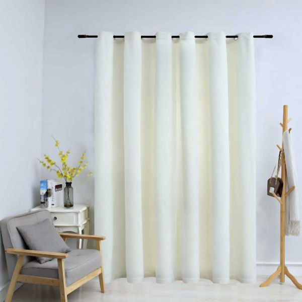 vidaXL Verdunkelungsvorhang mit Metallösen Samt Creme 290 x 245 cm, 134515