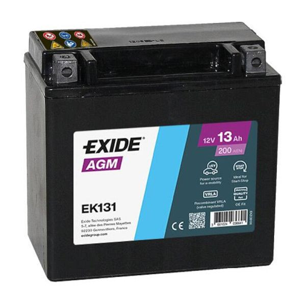 Exide Start-Stop Auxiliary Stützbatterie AGM 12V 13Ah 200A AUX14, EK131