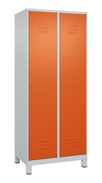 C+P Umkleidespind Classic PLUS, Füße, 2 Abteile, 1950x800x500mm, 7035/2004, Zylinderschlösser, 080010-22 S10038