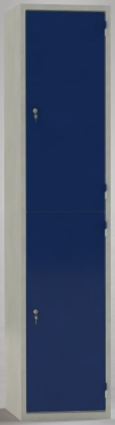 KLW Wertfachschrank, 1850x400x500mm HxBxT, 2 Abteile, rechts angeschlagen, gelochte Rückwand, Zylinderschloss mit 2 Schlüsseln, 08/87S-2v1h-001