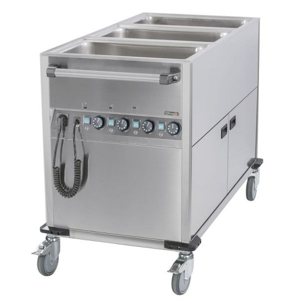 Casselin Speisen-Ausgabewagen, 3 x GN 1/1 quer mit beheiztem Unterbau, B 700 x T 1 250 x H 900 mm, CCBM3CV