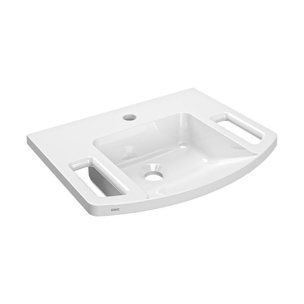 KWC Handwaschbecken, EXOS, MIRANIT, 500x125x400 mm, weiß, Hahnloch, Griff, barrierefrei, 2030073250