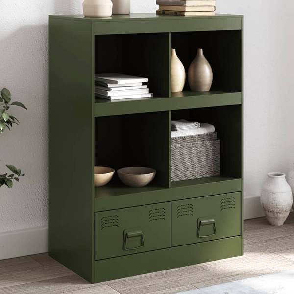 vidaXL Highboard Olivgrün 67x39x95 cm Stahl, 841803, 8721012426962