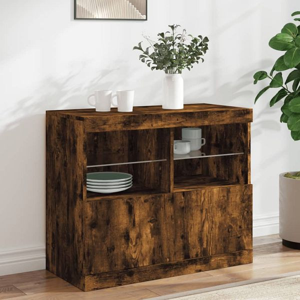 vidaXL Sideboard mit LED-Leuchten Räuchereiche 81x37x67 cm, 836662