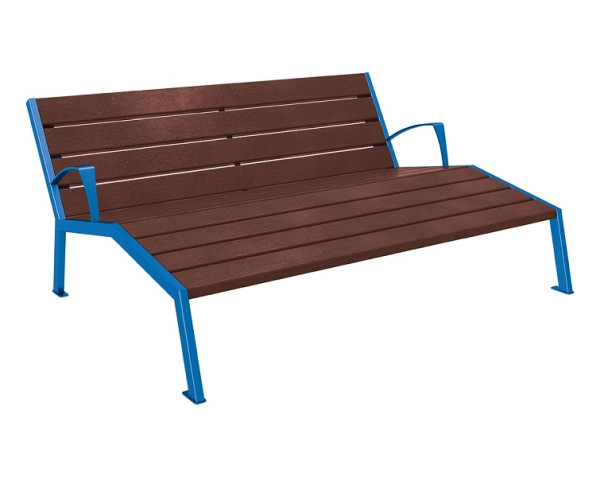 Procity Liegestuhl Silaos®, Mit Armlehne, Stahl & Recycling-Kunststoff, Braun/RAL 5010, 209665.5010