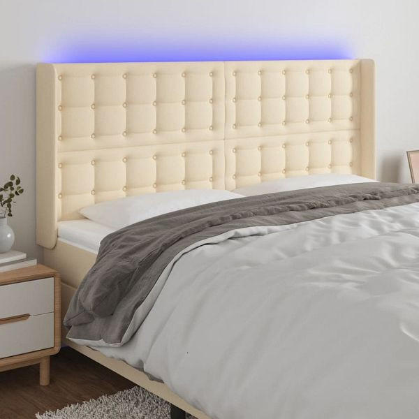 vidaXL LED Kopfteil Creme 183x16x118/128 cm Stoff, 3124501