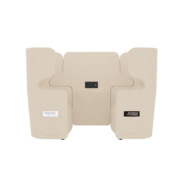 Bisley Raum in Raum Lösung Vivo, Zweisitzer, Hohe Rückenlehne, 2 Seitentaschen, 2 Steckdosen und 2 USB Anschlüsse, NE0532 creme, VIVH2SETPS2.NE0532