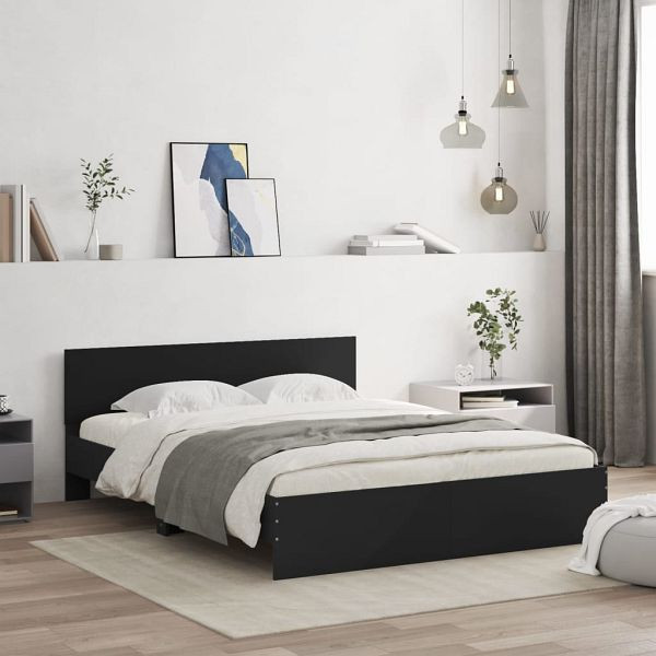 vidaXL Bettgestell mit Kopfteil Schwarz 150x200 cm, 3207477