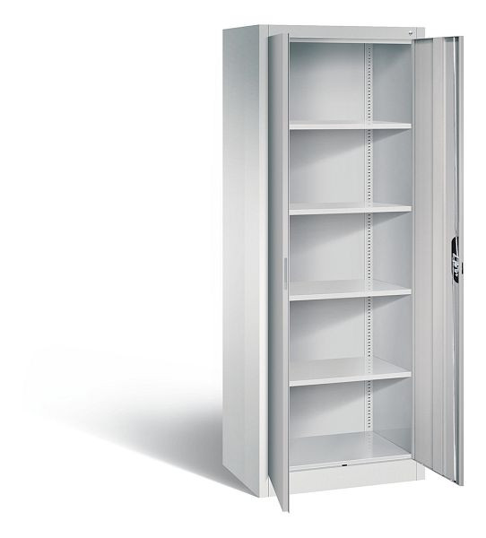 C+P Büroschrank Acurado, H1950xB700xT500mm, Farbe: Lichtgrau / Weißaluminium, Muldengriff, 5 OH, 9237-000 S10459