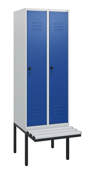 C+P Umkleidespind Classic PLUS, 2 Abteile, 1950x600x815mm, 7035/5010, Drehriegel, 0800405-20 S10033