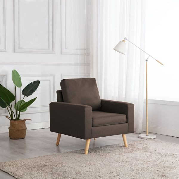 vidaXL Sessel Braun Stoff, Material: Stoff (100% Polyester), massives Kiefernholz, Gummibaumholz, 288695