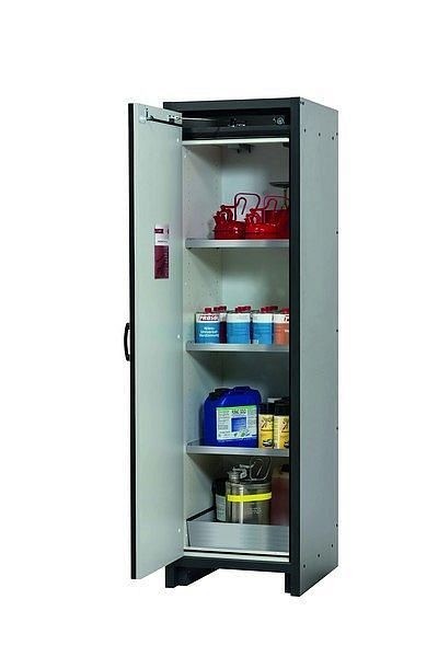 asecos Sicherheitsschrank Q-CLASSIC-30, Q30.195.056 in lichtgrau RAL 7035 mit 3x Fachboden (Edelstahl), 31002-061-30081