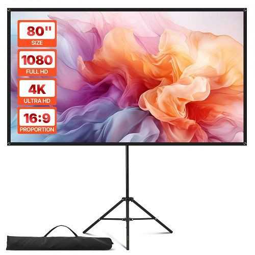 VEVOR Stativleinwand 80" 16:9, 160° Weitwinkel, 4K HD, tragbar mit Tragetasche für Heimkino & Präsentation, innen/außen, ZJSTYPMEKSJZ80OE1001V0