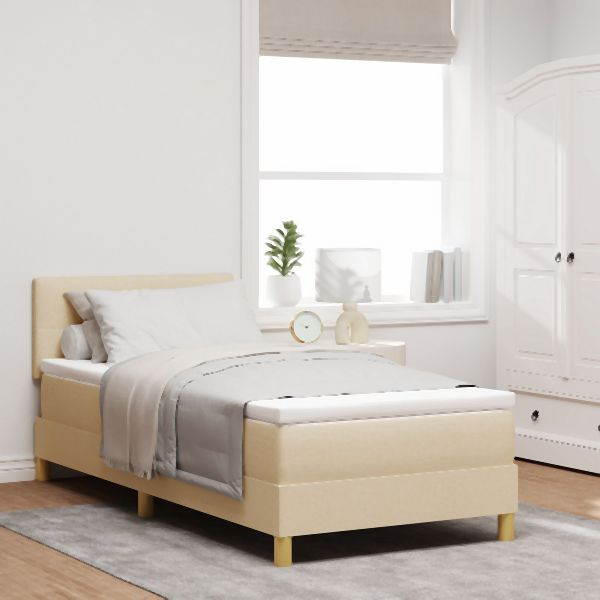 vidaXL Boxspringbett mit Matratze Creme 90x200 cm Stoff, 3338893