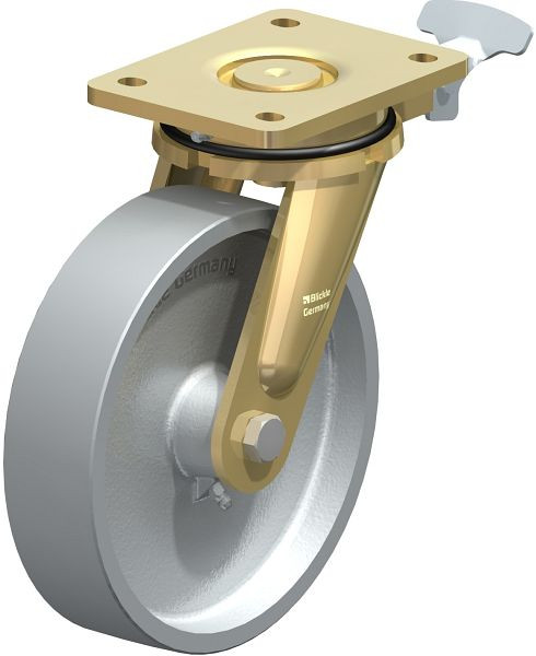 Blickle LS-G 200G-RI4 Stahlgeschweißte Schwerlast-Lenkrolle, schwere Drehkranz-Ausführung, Guss, Grau, 853097