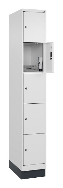 C+P Schließfachschrank Evolo PLUS, mit Sockel, 5 Fächer, 1950x300x500mm, 9016/90, 049020-105 S10020