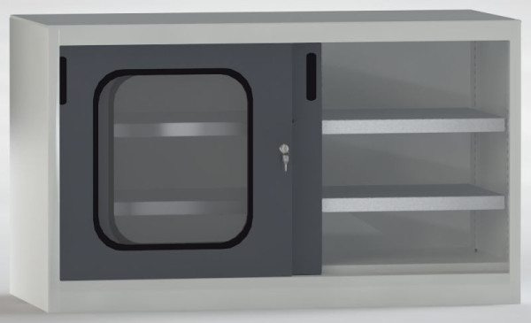 KLW Schiebetürenschrank 700x1200x525mm mit abschließbaren Acrylglas-Türen & 2 verzinkten, verstellbaren 80 kg Fachböden, 7SN-QL0700FB-0001XRB