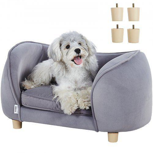 VEVOR Haustiersofa, Hundecouch für kleine Hunde und Katzen, weich, samt, 30 kg belastbar, Hundebett, Haustierbett Dunkelgrau, BYCWSFBYCXXHKKKMFV0
