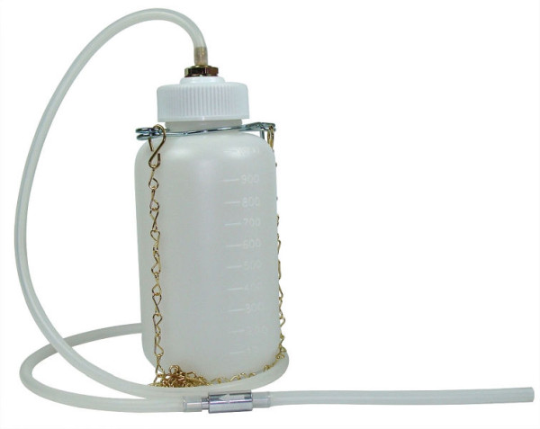 Stahlmaxx Auffangflasche für Bremsflüssigkeit, mit Kette, Schlauch und Rücklaufstop, XXL-101751