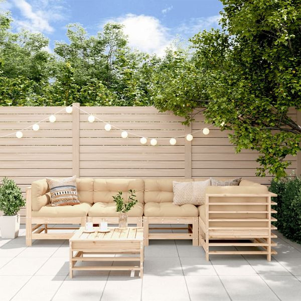 vidaXL 6-tlg. Garten-Lounge-Set mit Kissen Massivholz, 3186004