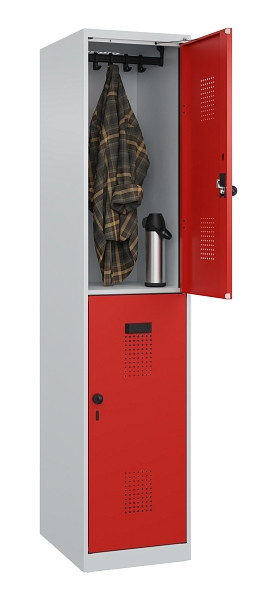 C+P Doppelstöckiger Spind Evolo PLUS, 2 Fächer, 1850x400x500mm, 7035/3020, Drehriegel, 049300-12 S10005
