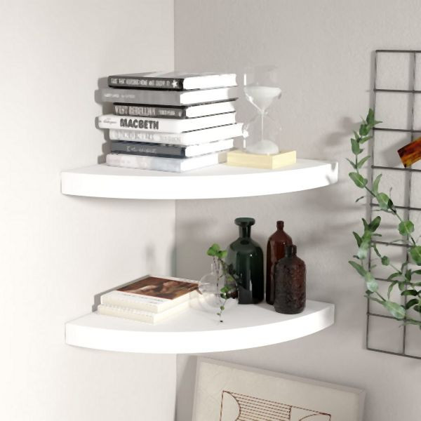 vidaXL Eck-Schweberegale 2 Stück Weiß 35x35x3,8 cm MDF, 323917
