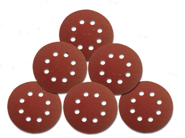 VaGo-Tools Klett 125 mm Schleifscheiben Schleifpapier 8 Loch Körnung 24, VE: 25 Stück, SV-125-mit-24-5_av