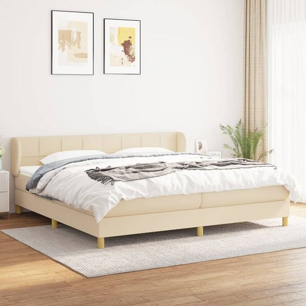 vidaXL Boxspringbett mit Matratze Creme 200x200 cm Stoff, 3126834
