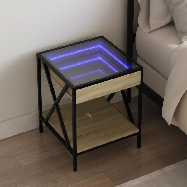 vidaXL Nachttisch mit Infinity-LED Sonoma-Eiche 40x40x49 cm, 3284097