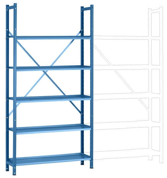 Manuflex Büro-Steck-Grundregal mit 5 pulverbeschichteten Stahlböden, HxBxT = 1900 x 960 x 300 mm, lichtblau, RA3151.5012
