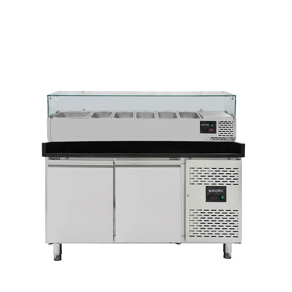 Vaiotec EASYLINE Pizzakühltisch 800 / 2-türig "schwarz" inkl. Kühlaufsatz GN1/3, 11264