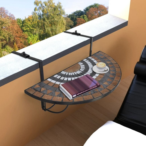 vidaXL Balkonhängetisch Mosaik Terracotta und Weiß, 41126