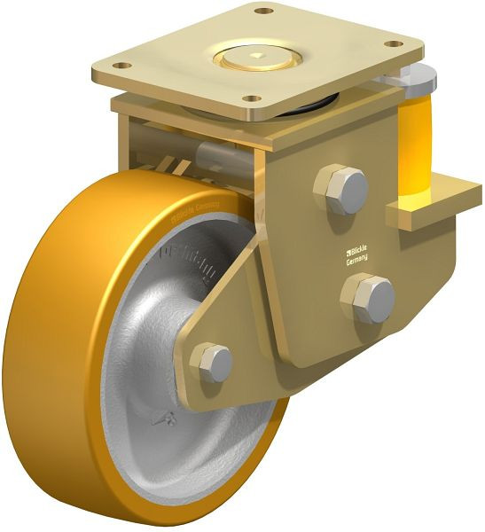 Blickle LSFE-GTH 252K Stahlgeschweißte Schwerlast-Lenkrolle mit Polyurethanfeder, Blickle Extrathane®, Hellbraun, 631697