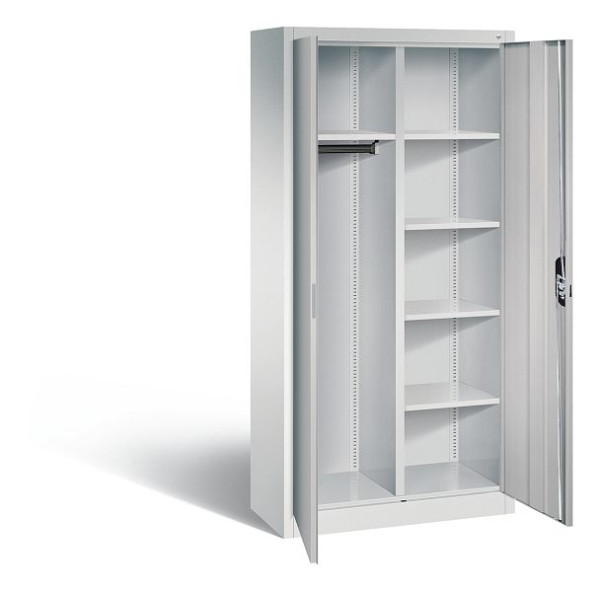 C+P Akten-/Garderobenschrank Acurado, H1950xB930xT400mm, Farbe: Lichtgrau / Weißaluminium, Muldengriff, 5 OH, 9260-30 S10170