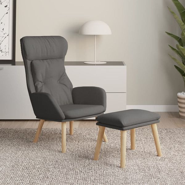 vidaXL Relaxsessel mit Hocker Dunkelgrau Stoff, 3097751