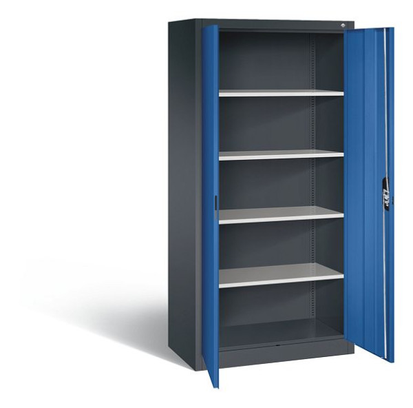 C+P Büroschrank Acurado, H1950xB930xT500mm, Farbe: Schwarzgrau / Enzianblau, Muldengriff, 5 OH, 9280-000 S10963