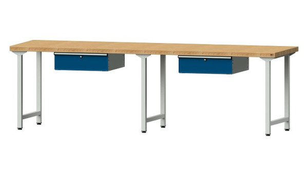 ANKE Werkbänke Arbeitstisch, Modell 193, 2800 x 800 x 850 mm, RAL 7035/5010, BMP 50 mm, 401.466