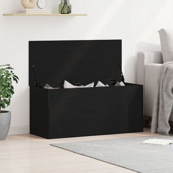 vidaXL Aufbewahrungsbox mit Deckel Schwarz Eichenholz 100x42x46 cm Holzwerkstoff, 862293