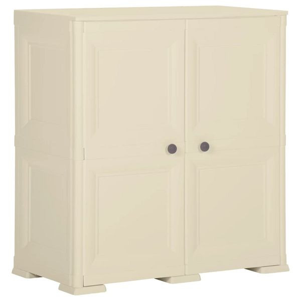 vidaXL Kunststoffschrank 79x43x85,5 cm Holzdesign Angora-Weiß, 340596