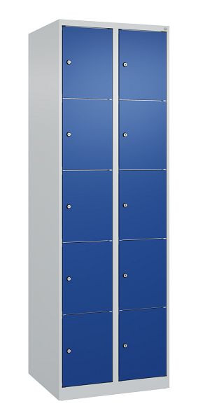 C+P Schließfachschrank Classic PLUS, 2 Abteile, 1850x600x500mm, 7035/5010, 080000-205 S10003