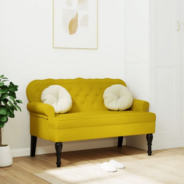 vidaXL Sitzbank mit Rückenlehne Gelb 119,5x64,5x75 cm Samt, 372162