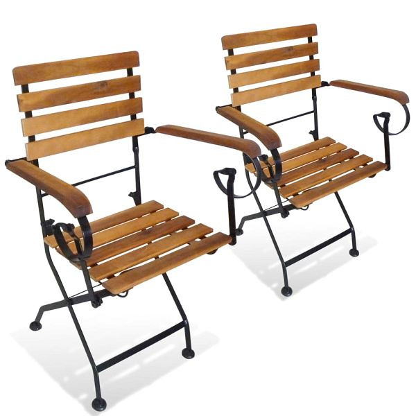 vidaXL Klappbare Gartenstühle 2 Stück Stahl und Massivholz Akazie, 43735