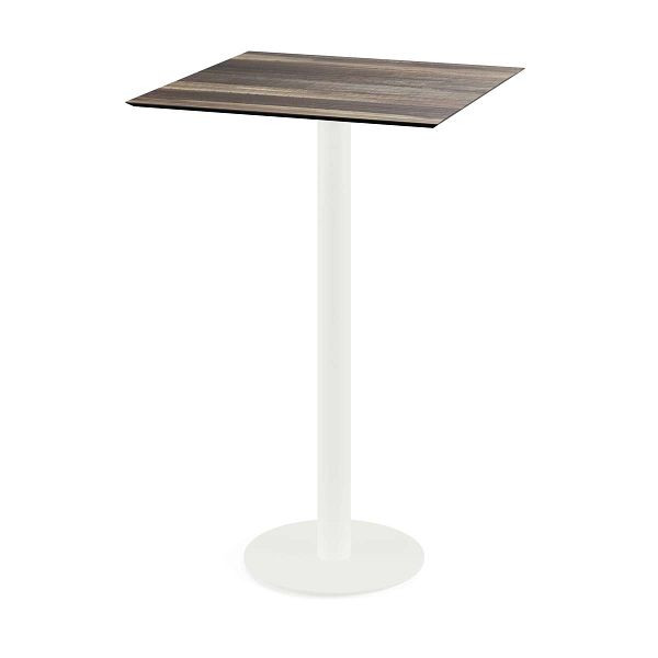 Feros Urban Stehtisch Weiß gestell + Tropical Wood HPL 70x70 cm, 130051277