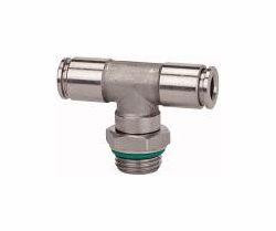 Riegler T-Steckverschraubung, drehbar, Außengewinde zylindrisch mit O-Ring (FPM), 110405